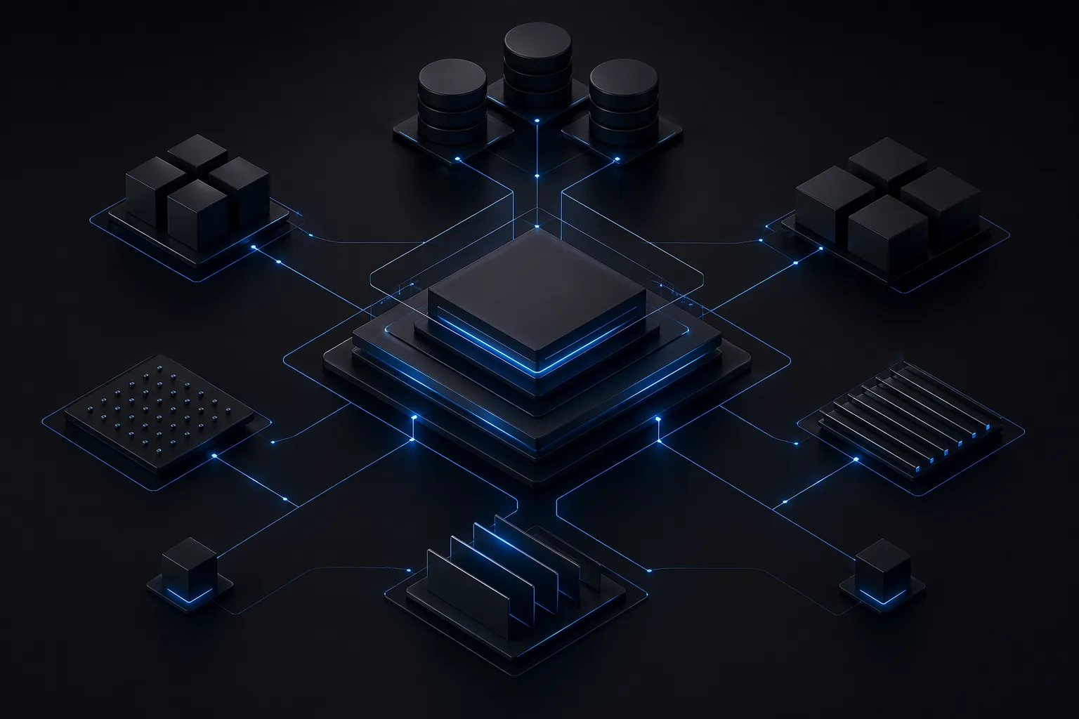 Automatización de procesos empresariales con IA — arquitectura de nodos interconectados
